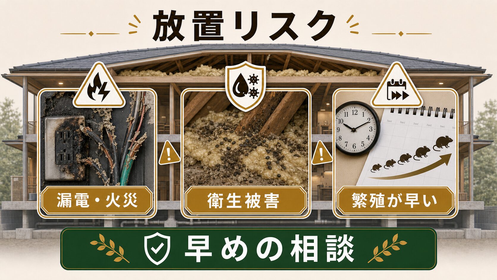 放置は禁物?ネズミを見て見ぬふりした先に待つ3つのリスクのイメージ