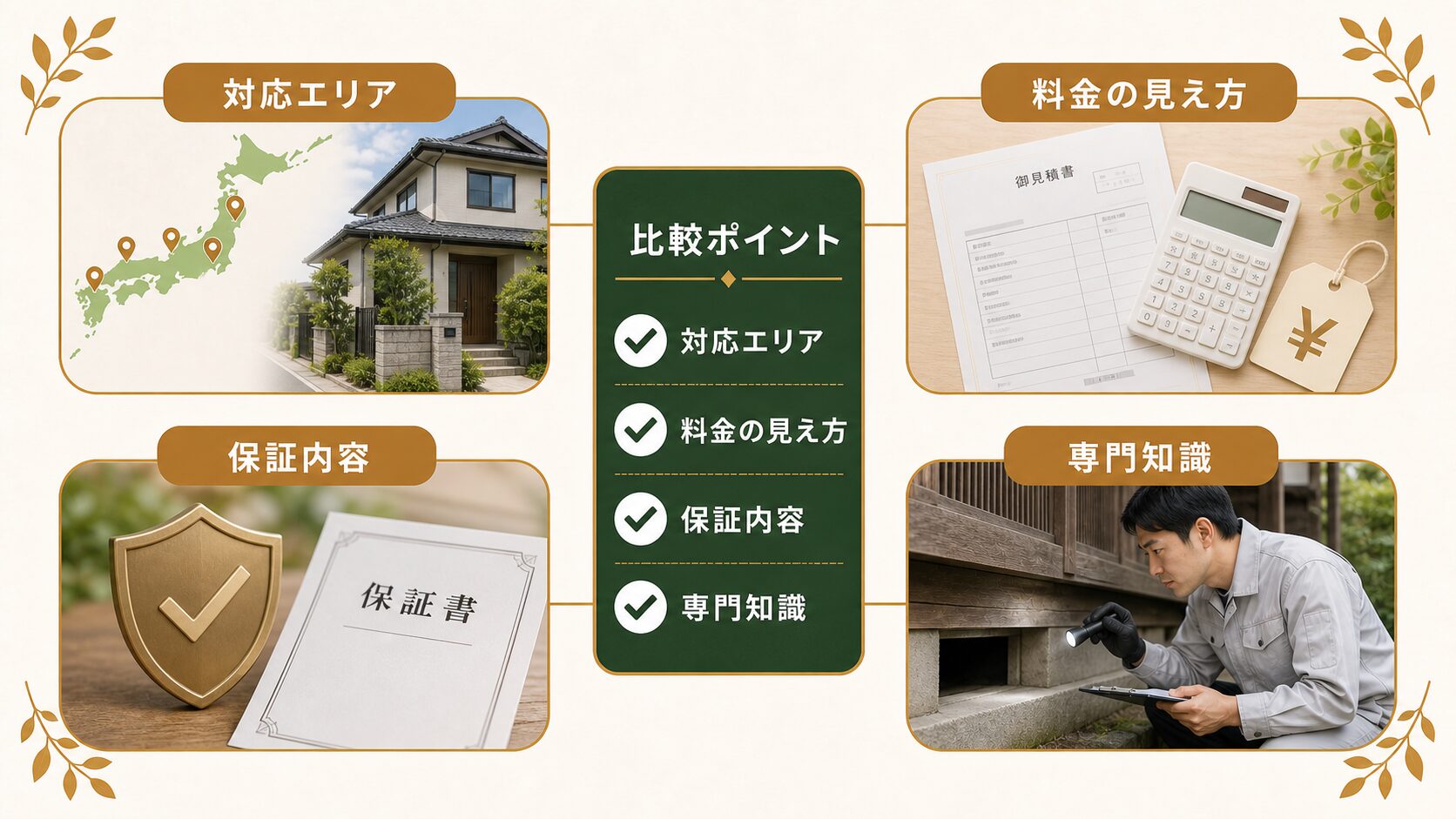 害獣プロガードと専門業者、何が違う?早見表で比較のイメージ