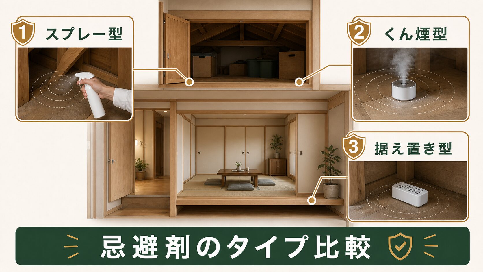 ネズミ用忌避剤のタイプ別比較の図解