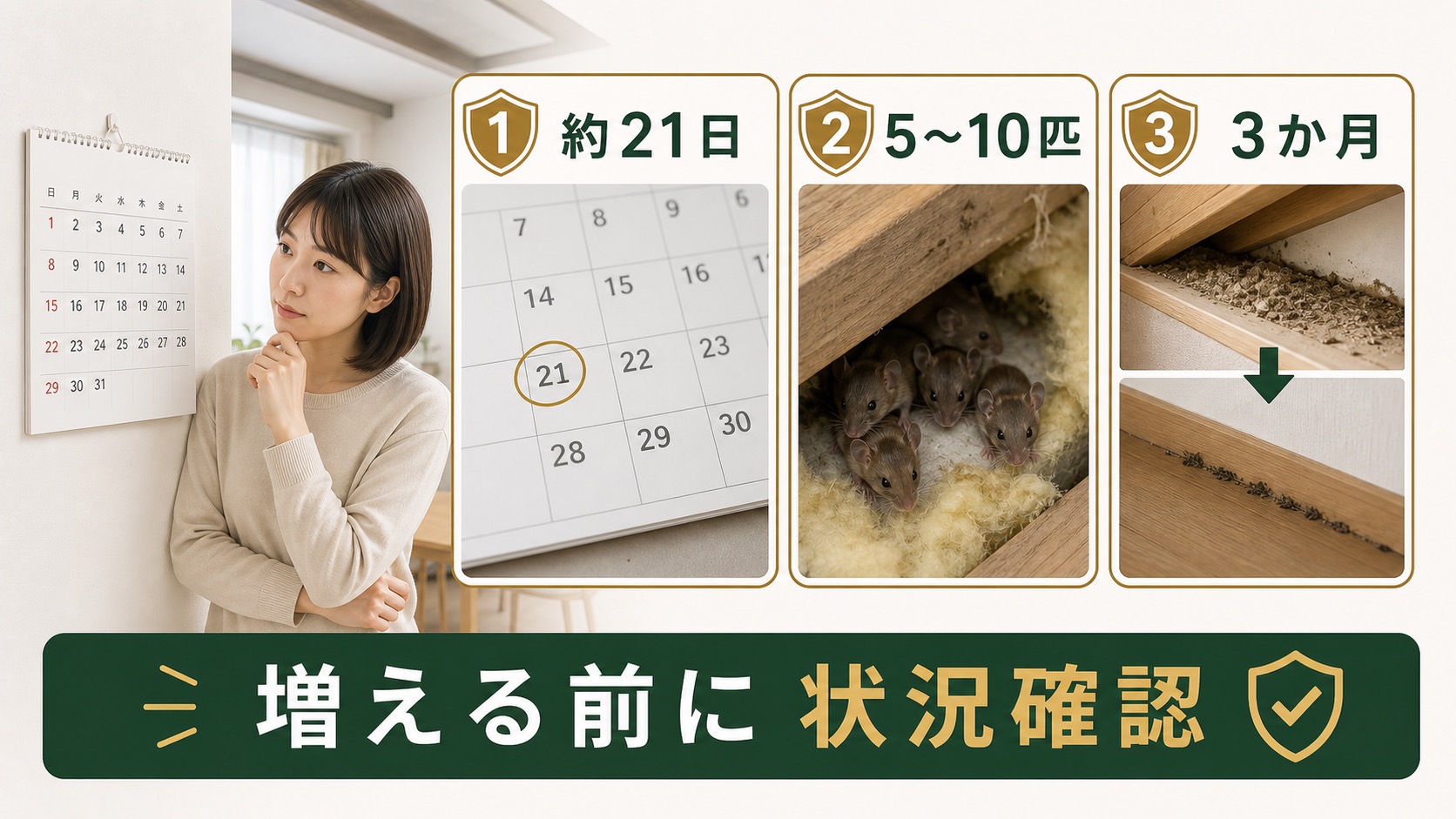ネズミの繁殖ペースと経過期間を確認する図解