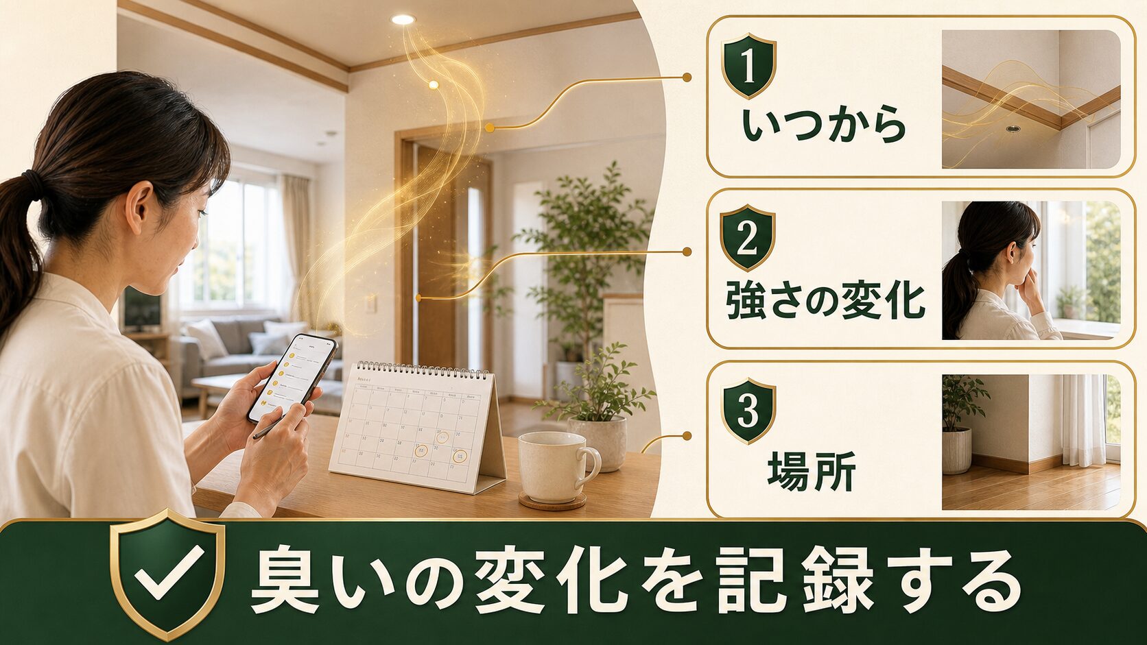 臭いの発生時期や強さの変化を記録する方法