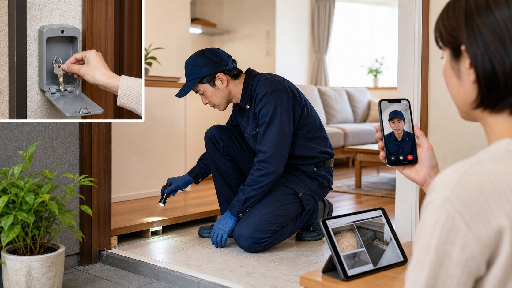 立ち会いなしでネズミ駆除が進められる仕組みのイメージ