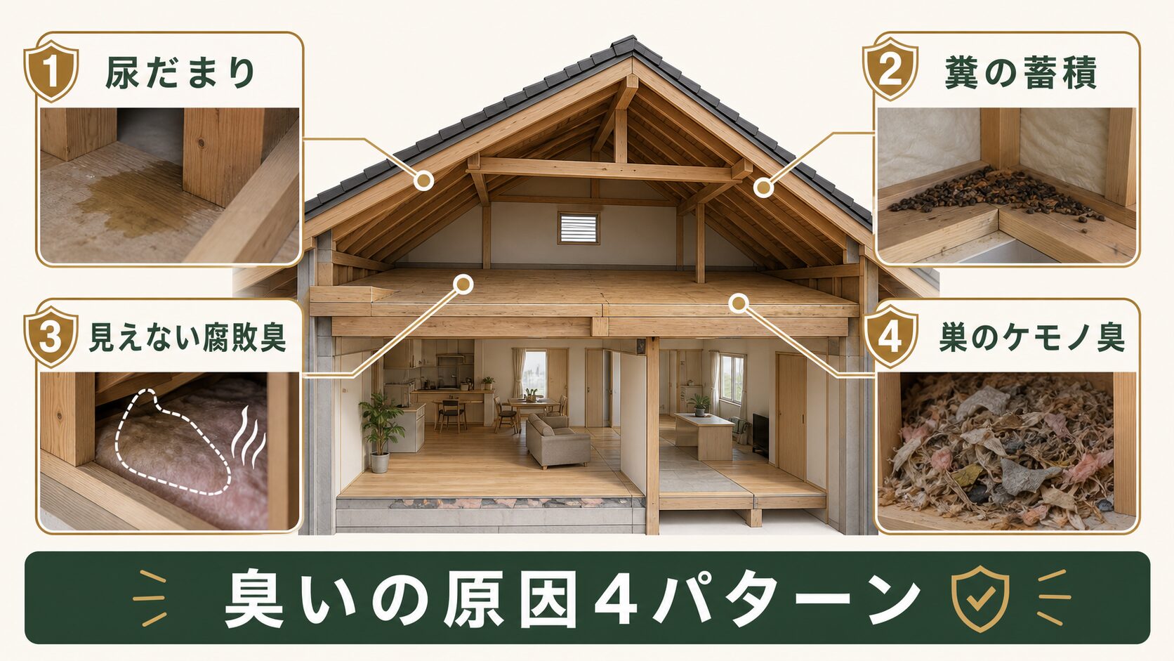 ネズミによる臭いの原因4パターンの図解