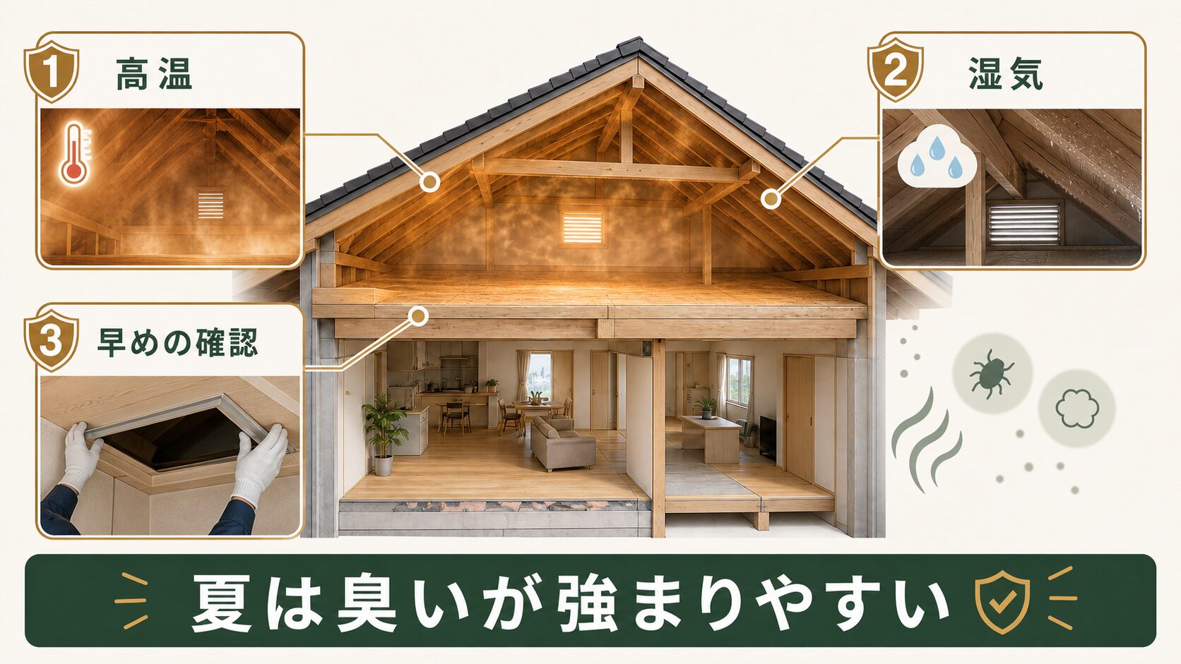 夏場にネズミの臭いが強まりやすい理由の図解
