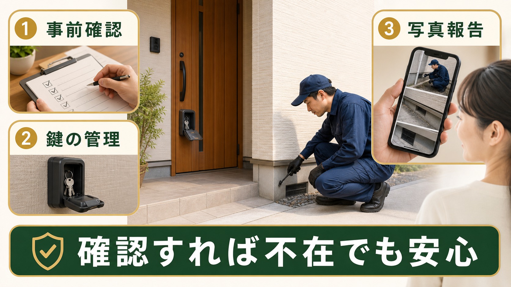 立ち会いなしでも確認すれば安心して任せられる図解