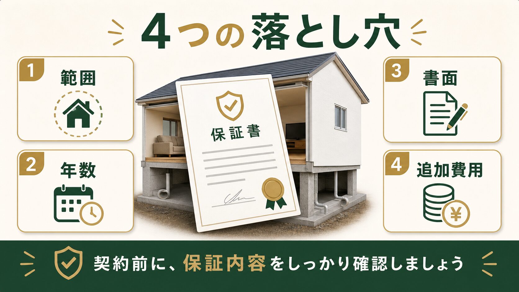 保証内容の4つの落とし穴をまとめた図解