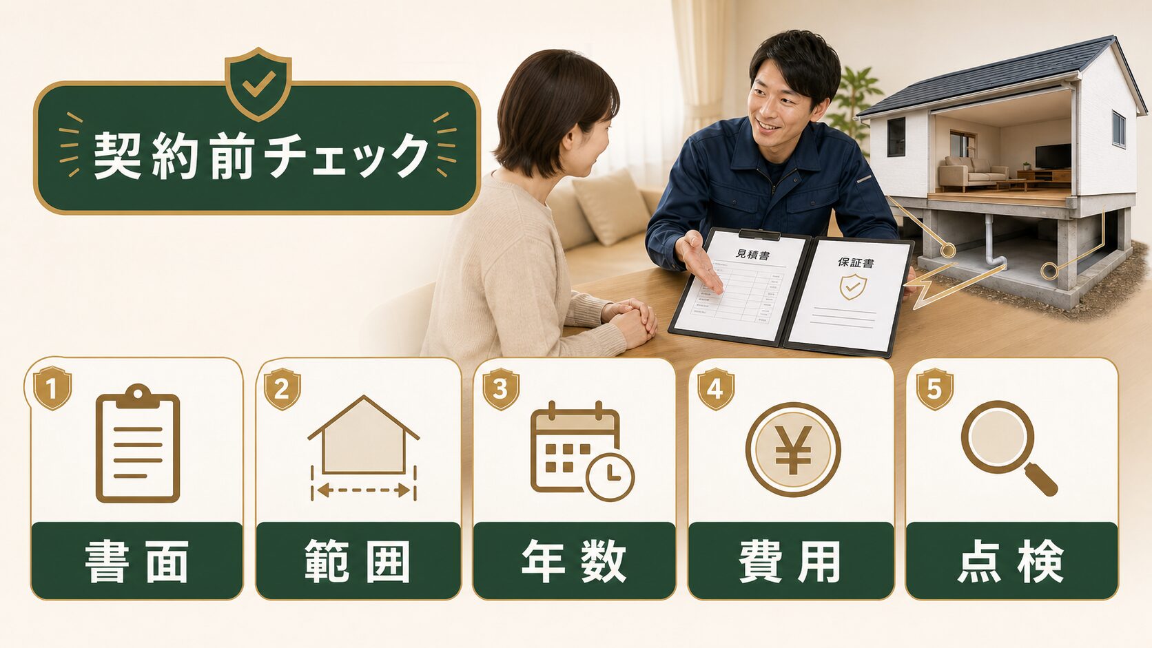 ネズミ駆除の契約前チェック項目を示す図解