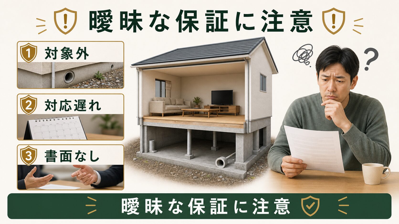 保証内容が曖昧な業者に注意する図解