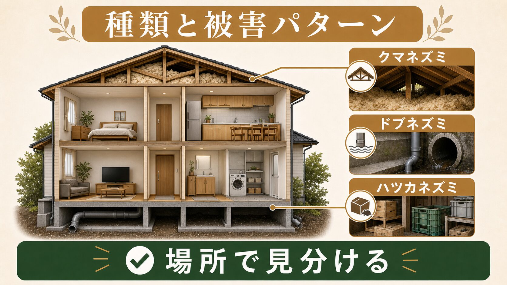 シー・アイ・シーのネズミ駆除は評判通り?口コミ・保証・対応エリア・料金を徹底調査【2026年最新】:シー・アイ・シーが対応するネズミの種類と被害パターンの解説画像
