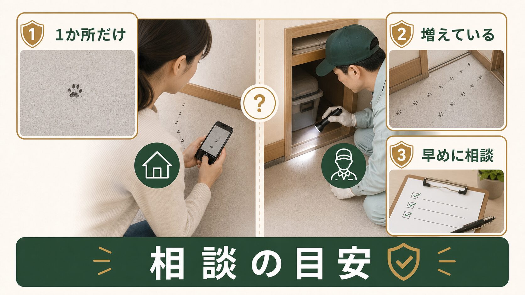 ネズミの足跡を自分で確認するか業者に相談するかの判断目安