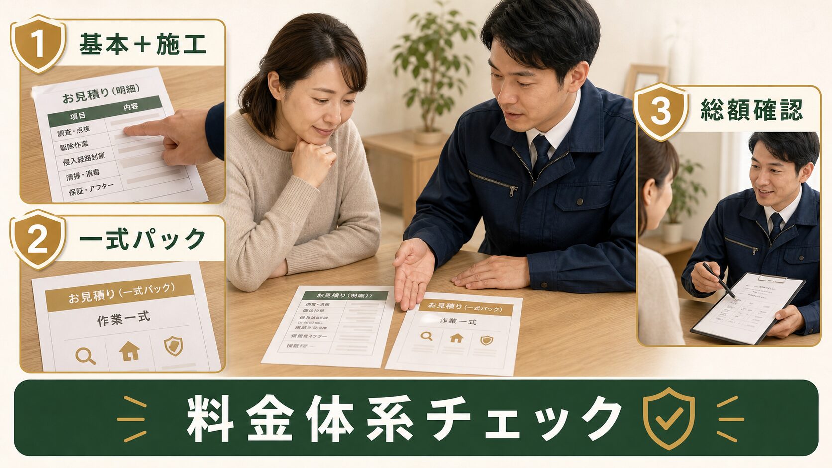 ネズミ駆除の料金体系の違いを比較するイメージ