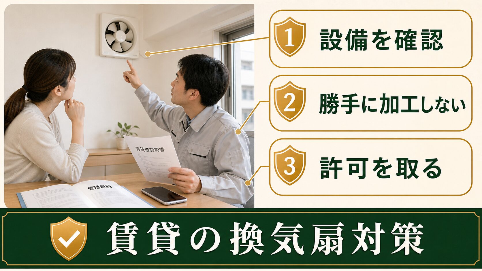 賃貸物件で換気扇対策の許可を確認する図解