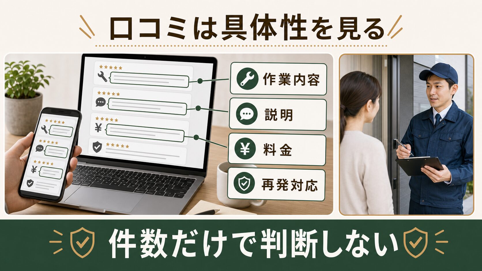 ネズミ駆除業者の口コミを件数だけでなく具体性で確認する図解