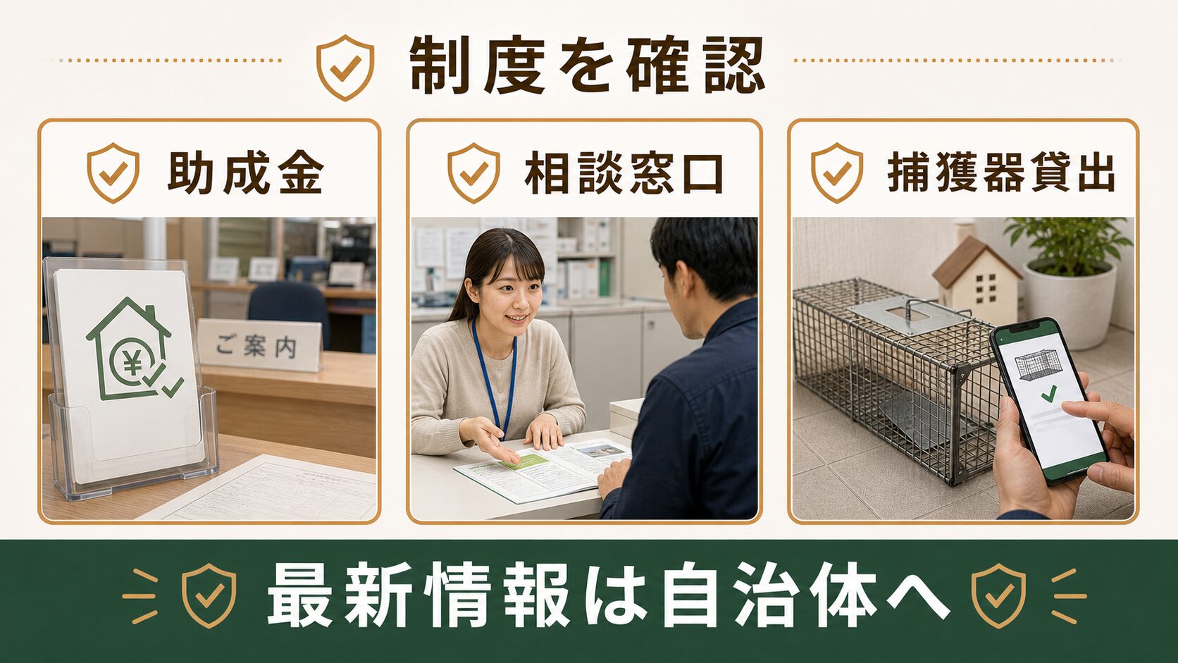 横須賀市のネズミ駆除に関する助成金や自治体制度を確認する図解
