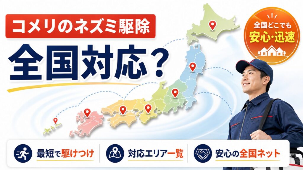 コメリのネズミ駆除の対応エリアを示すイメージ