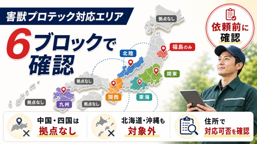 害獣プロテックの対応エリアイメージ