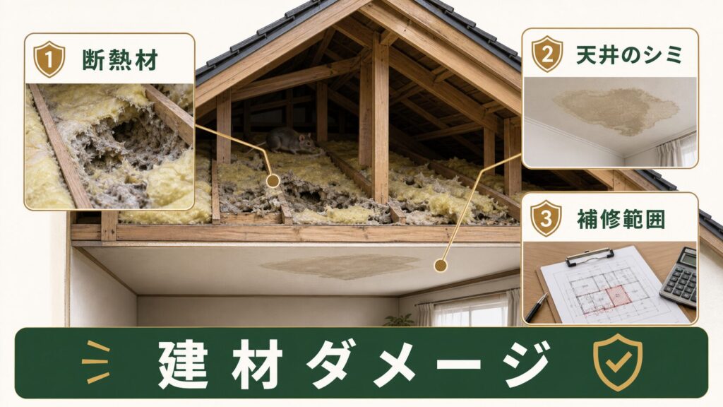 断熱材・建材への被害を説明するイメージ