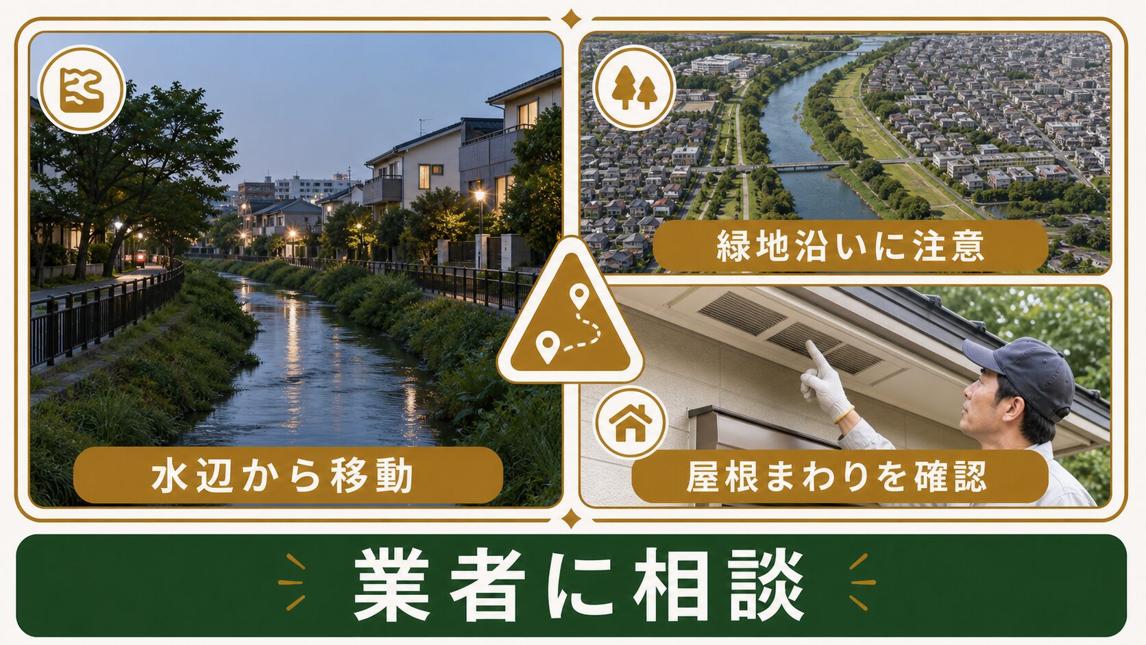 世田谷区の街並みとアライグマ被害のイメージ