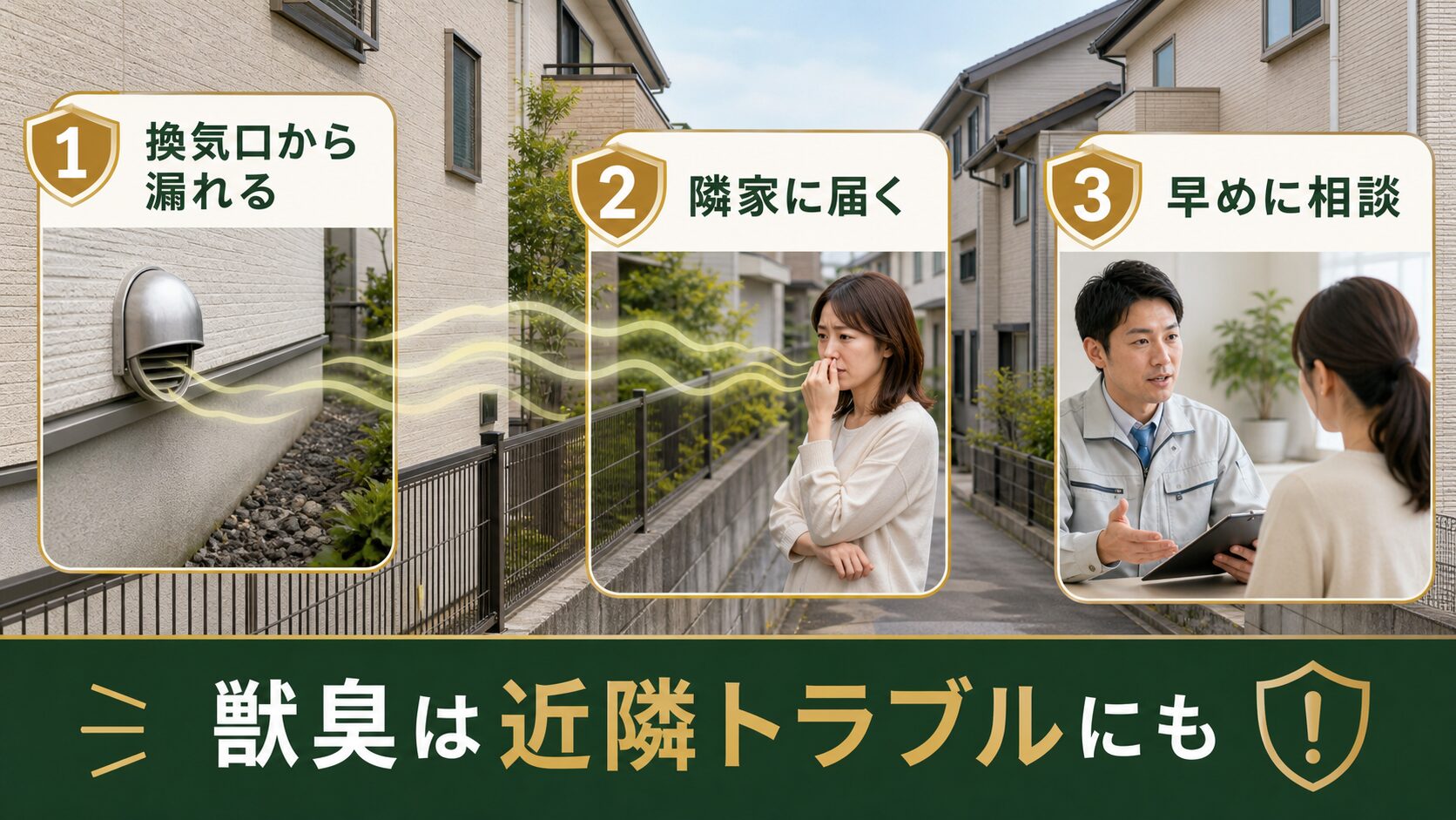 獣臭が近隣トラブルにつながるイメージ