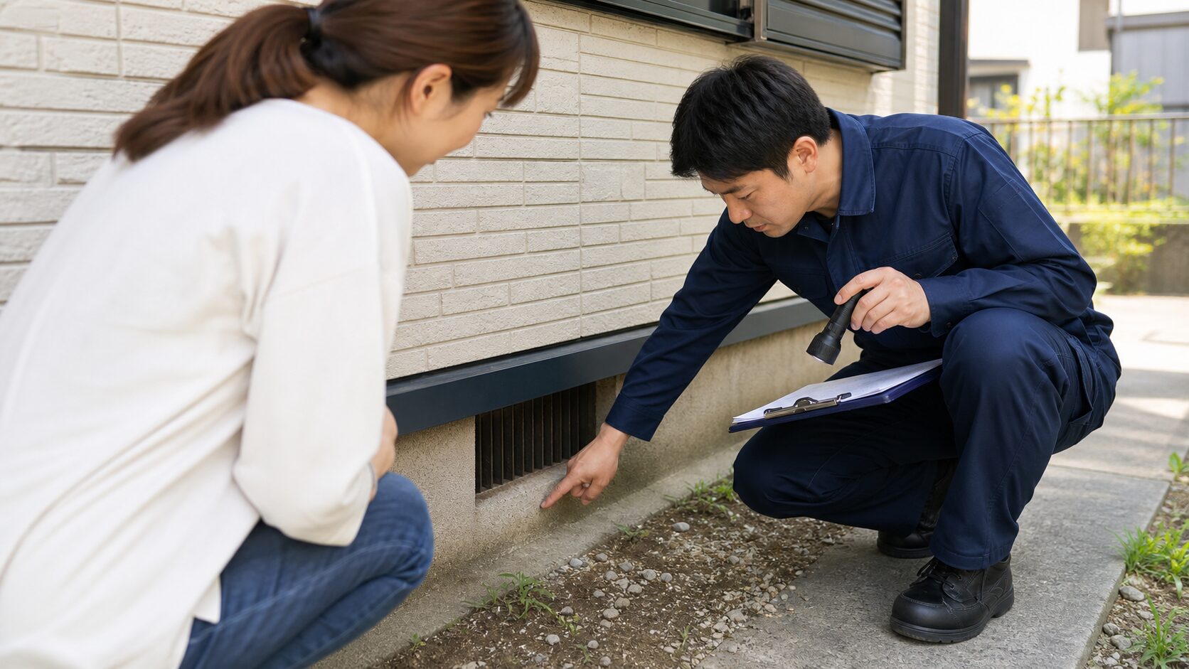 現地調査で足跡を確認するイメージ