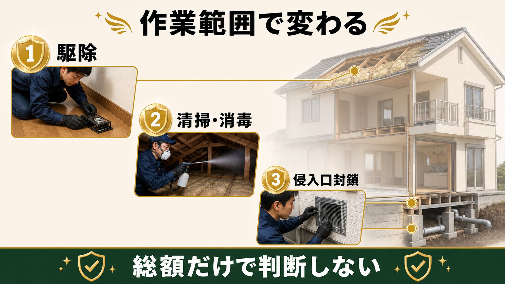 松戸市のネズミ駆除で侵入口封鎖工事のイメージを解説するイメージ