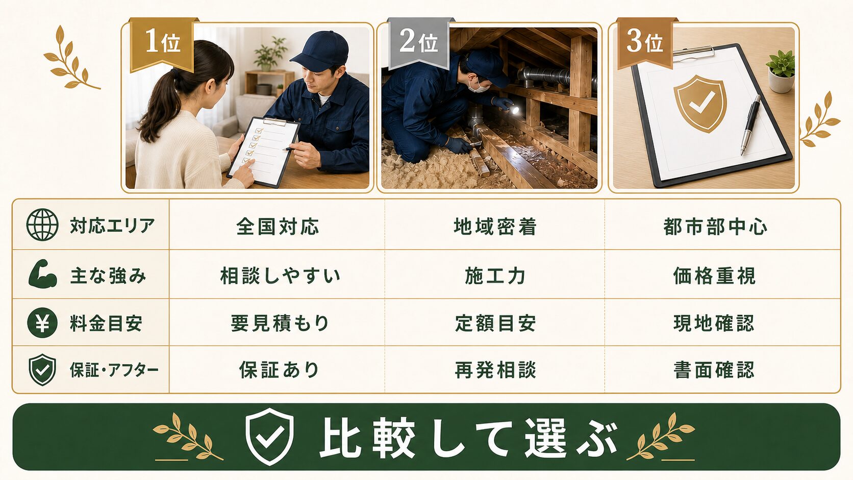 アズサポートと比較しておきたいネズミ駆除おすすめ業者TOP3のイメージ
