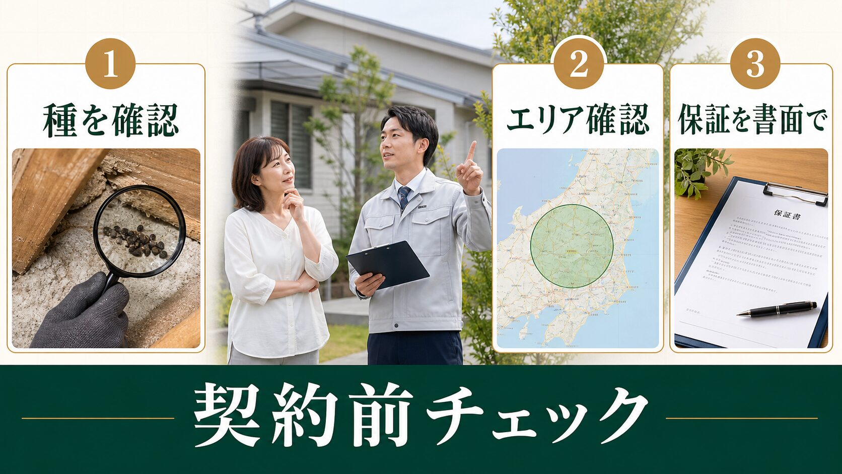コウモリ駆除業者選びで確認したいポイントのイメージ