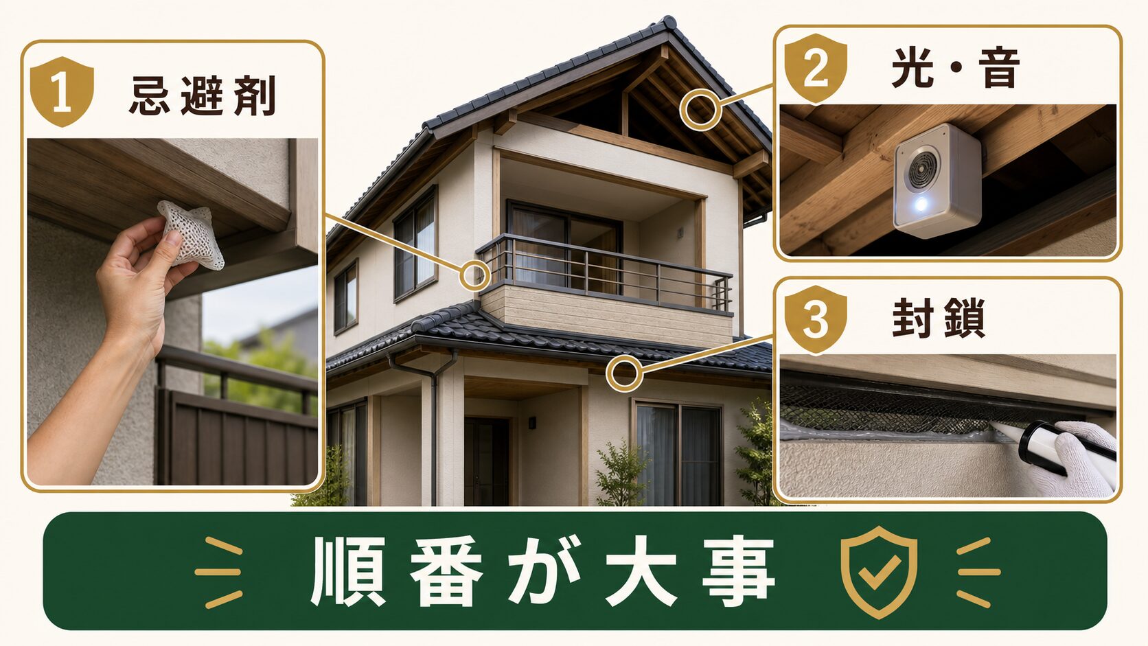 コウモリを自分で追い出す手順と限界のイメージ