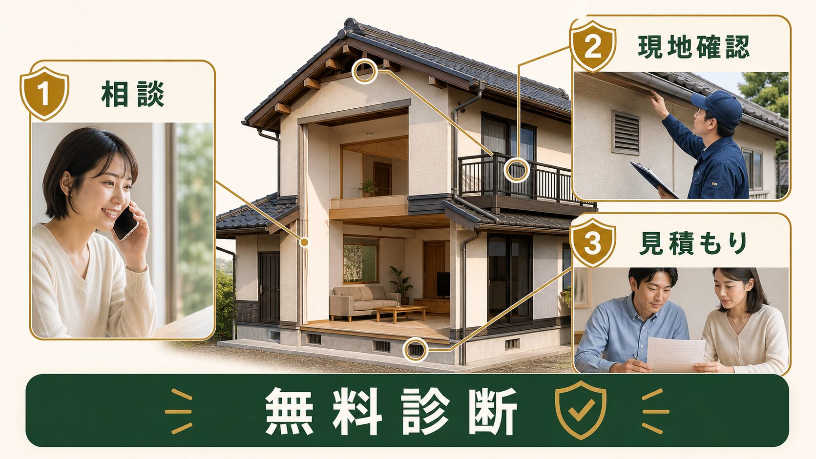 コウモリ駆除の無料診断と見積もり相談のイメージ