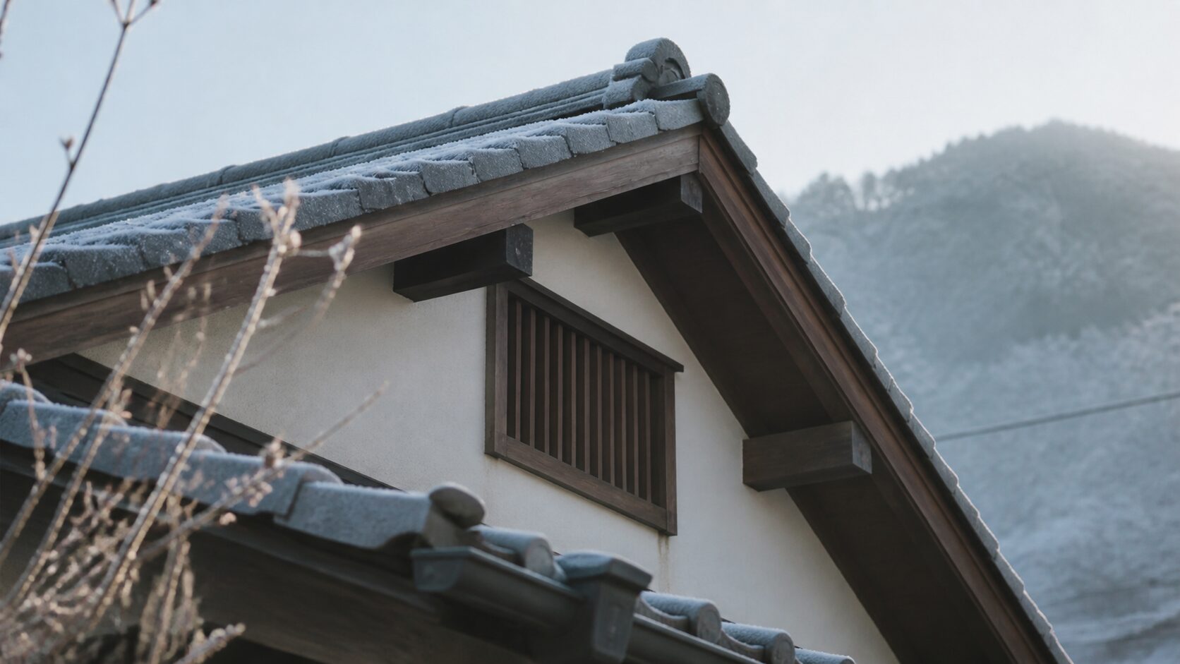 冬の屋根まわりでコウモリの冬眠期を意識するイメージ