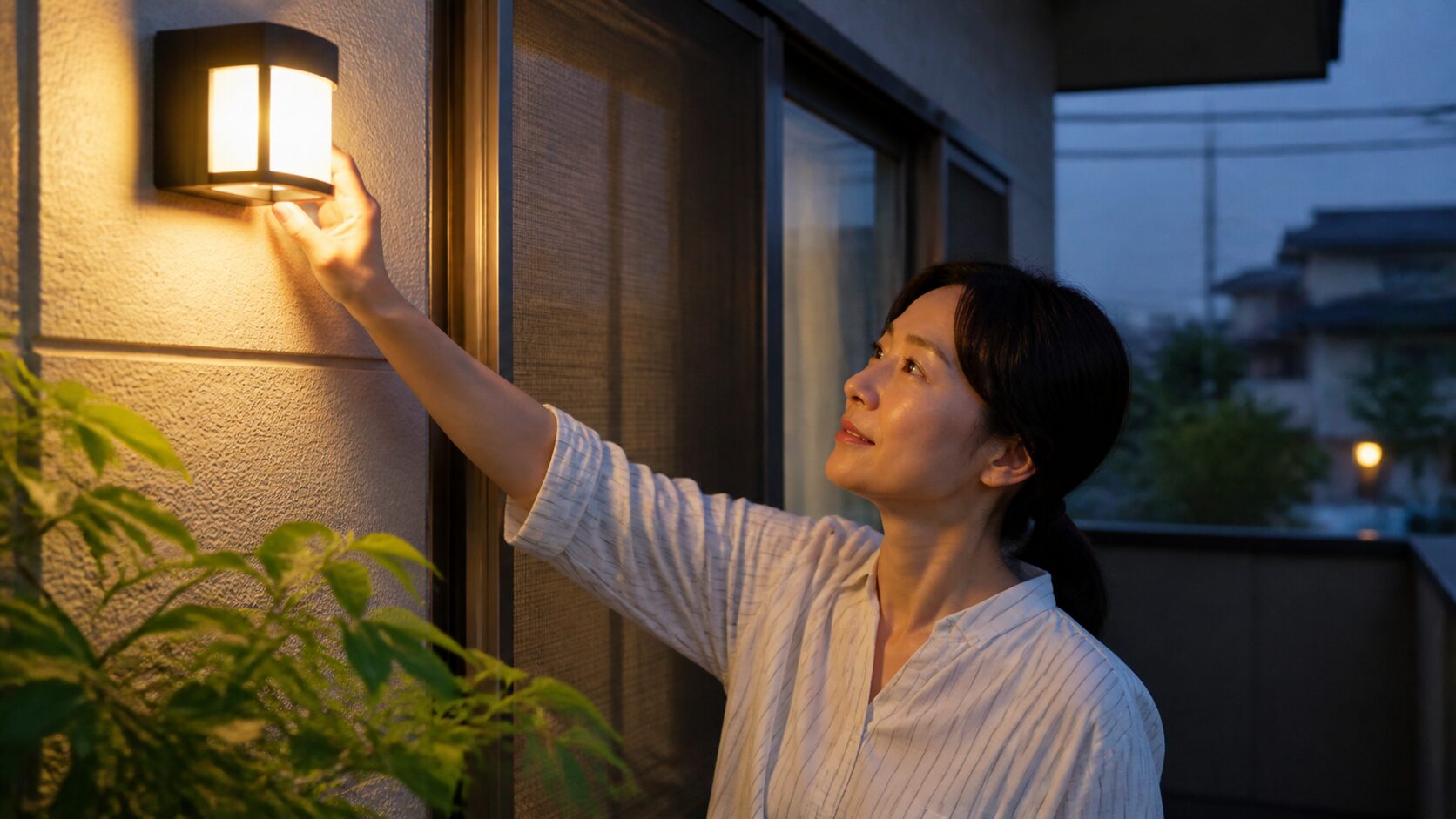 屋外照明を調整して虫を寄せにくくするイメージ