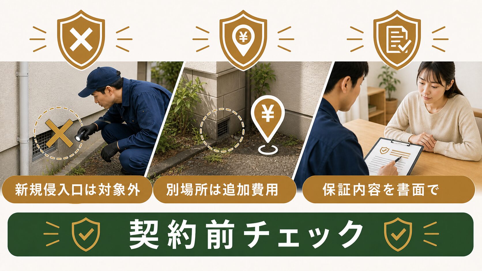ShopDr.NewMoの保証内容｜「再発したら無料施工保証」の適用条件のイメージ