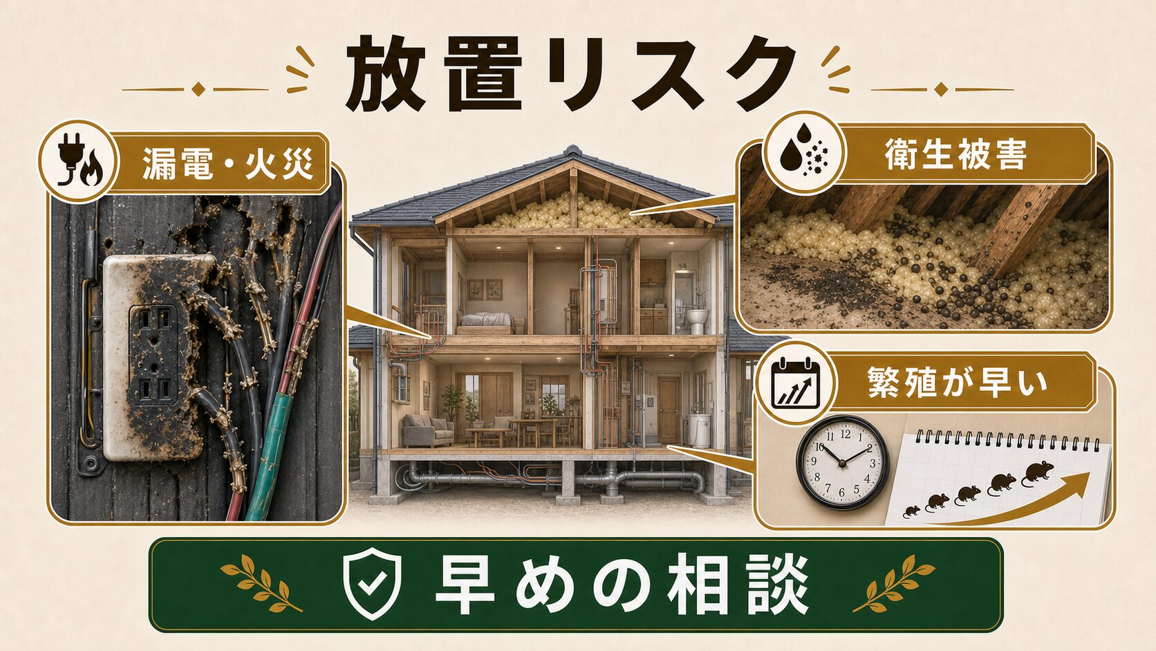 ネズミを放置するリスクのイメージ