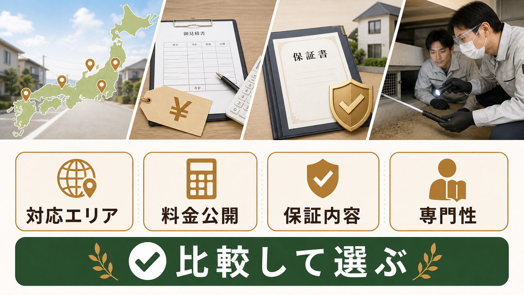 ハウスプロテクトの施工内容を比較するイメージ