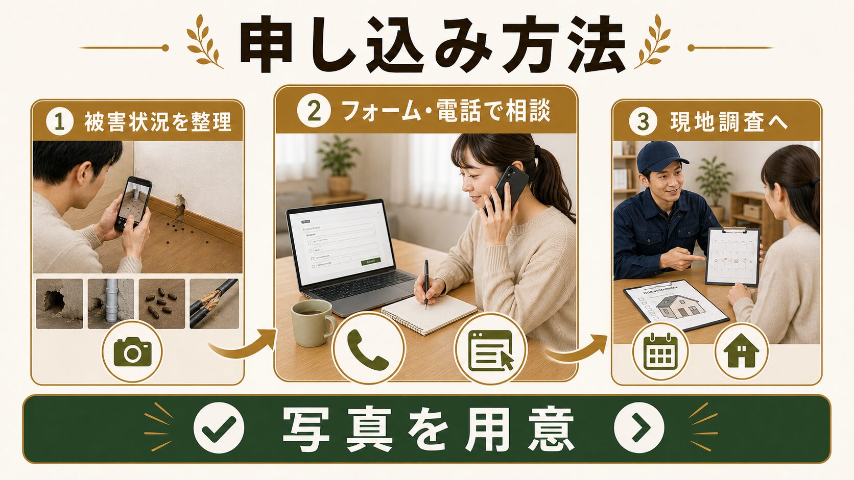 静岡防虫への申し込み方法は電話の2窓口のイメージ