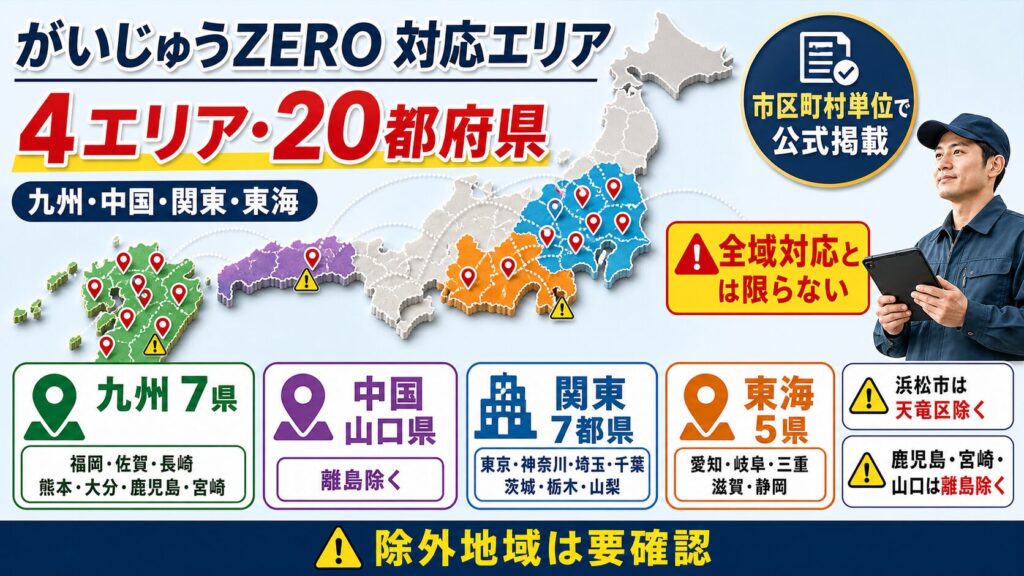 がいじゅうZEROの対応エリア一覧｜市区町村単位まで公式で確認できる透明性のイメージ