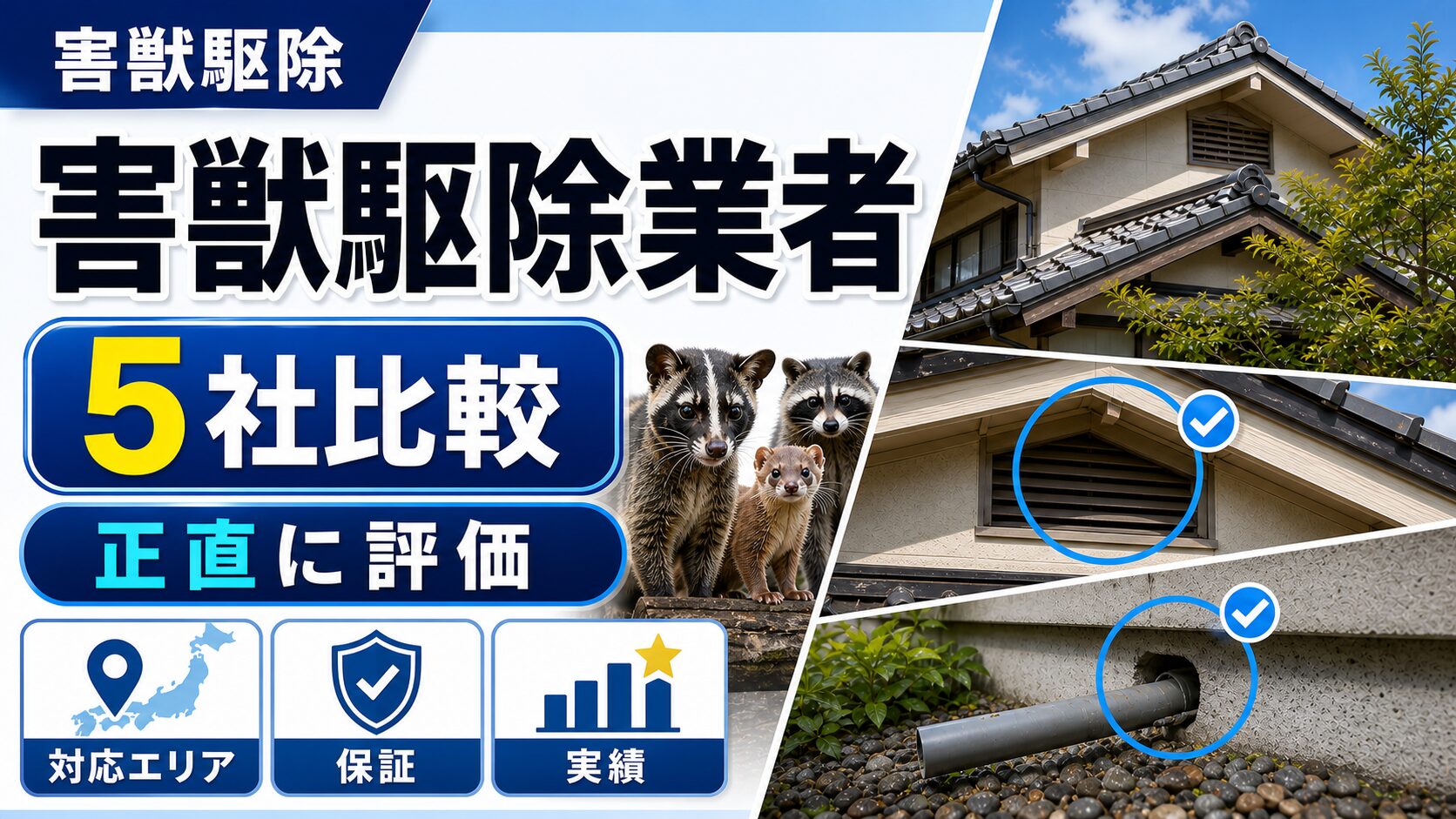害獣駆除業者5社比較を対応エリア・保証・実績で評価するメイン画像