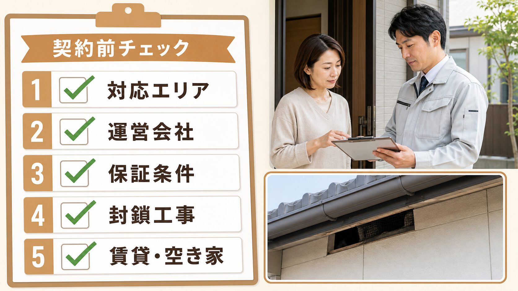 ハクビシン駆除業者を選ぶ前の契約チェックポイント