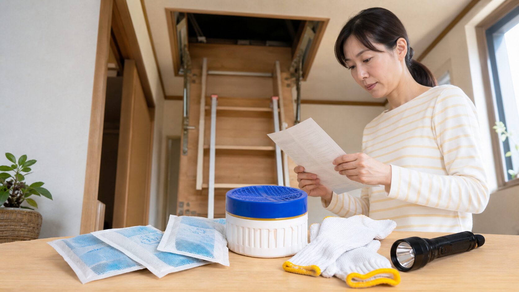 ハクビシン対策で忌避剤や燻煙剤を準備するイメージ