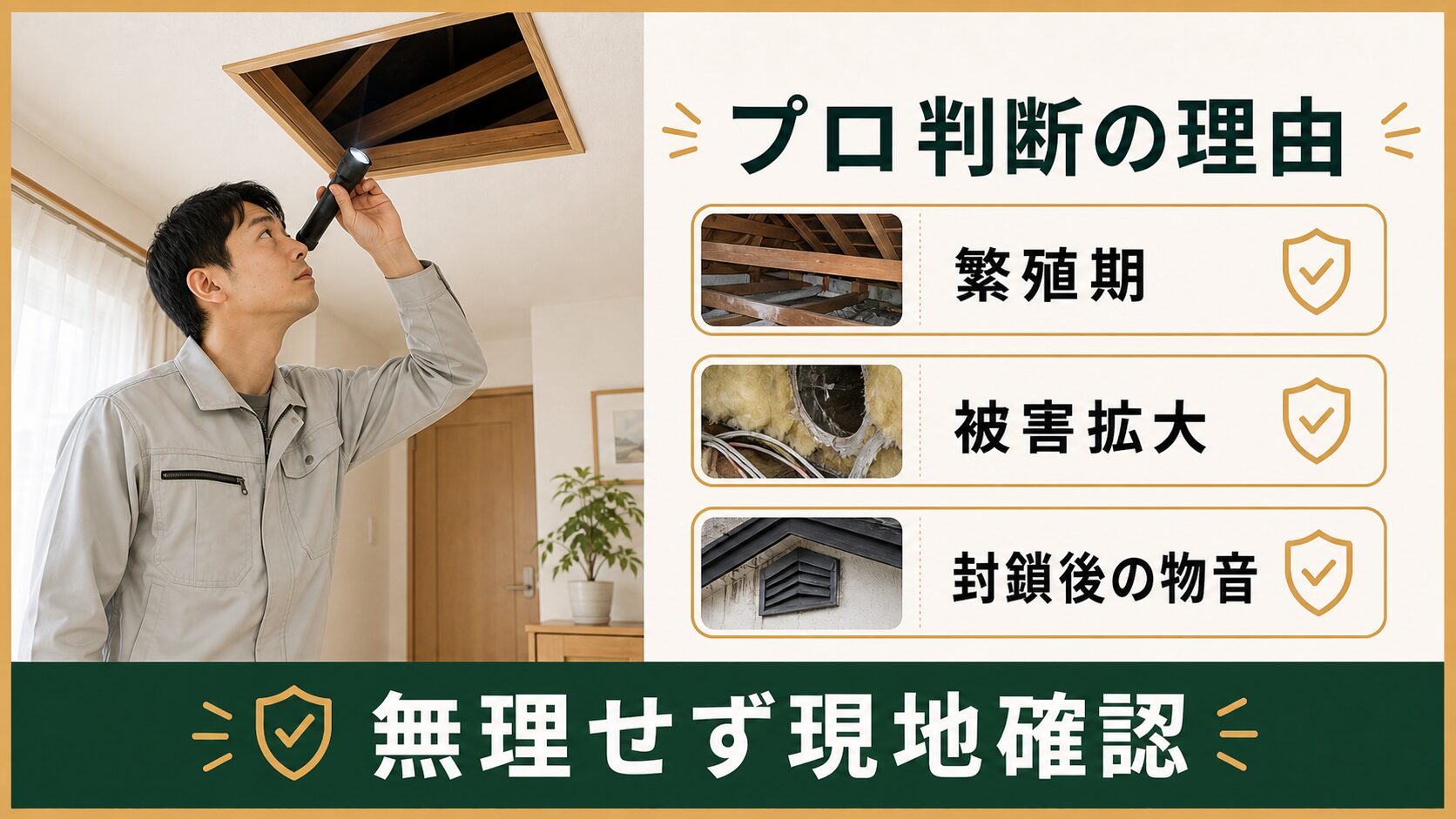 ハクビシン駆除でプロ相談が必要な理由を確認するイメージ