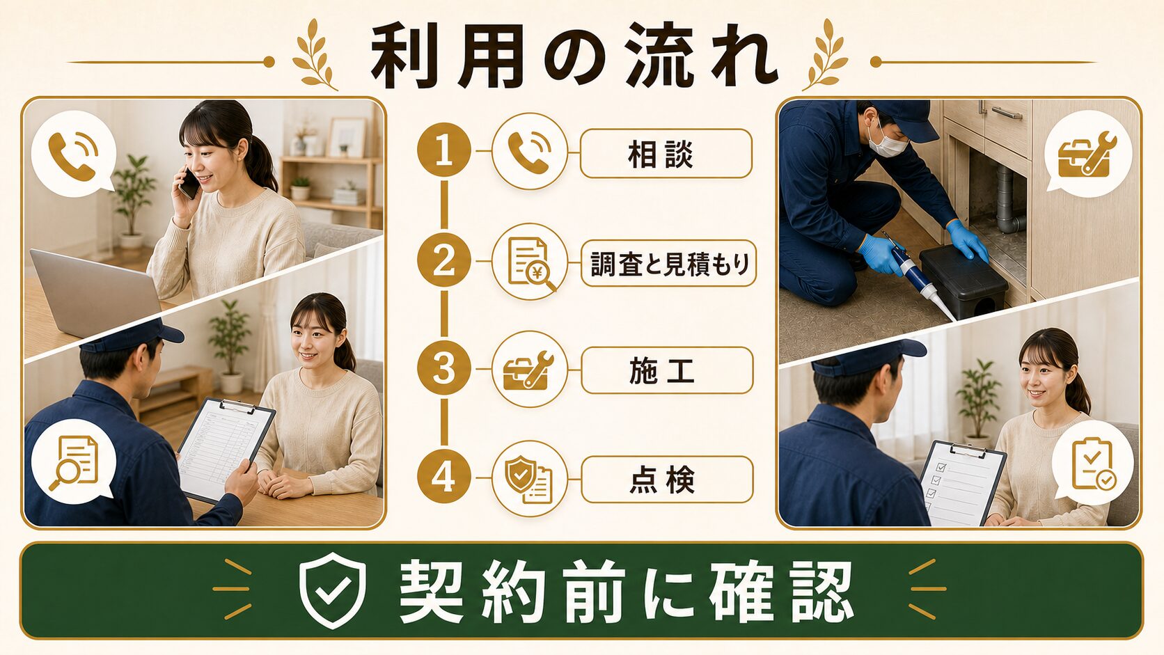 ねずみ110番の利用の流れのイメージ
