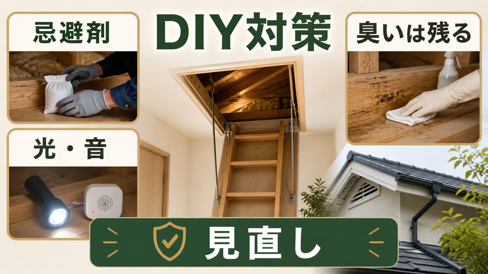 忌避剤や光と音によるDIY対策のイメージ
