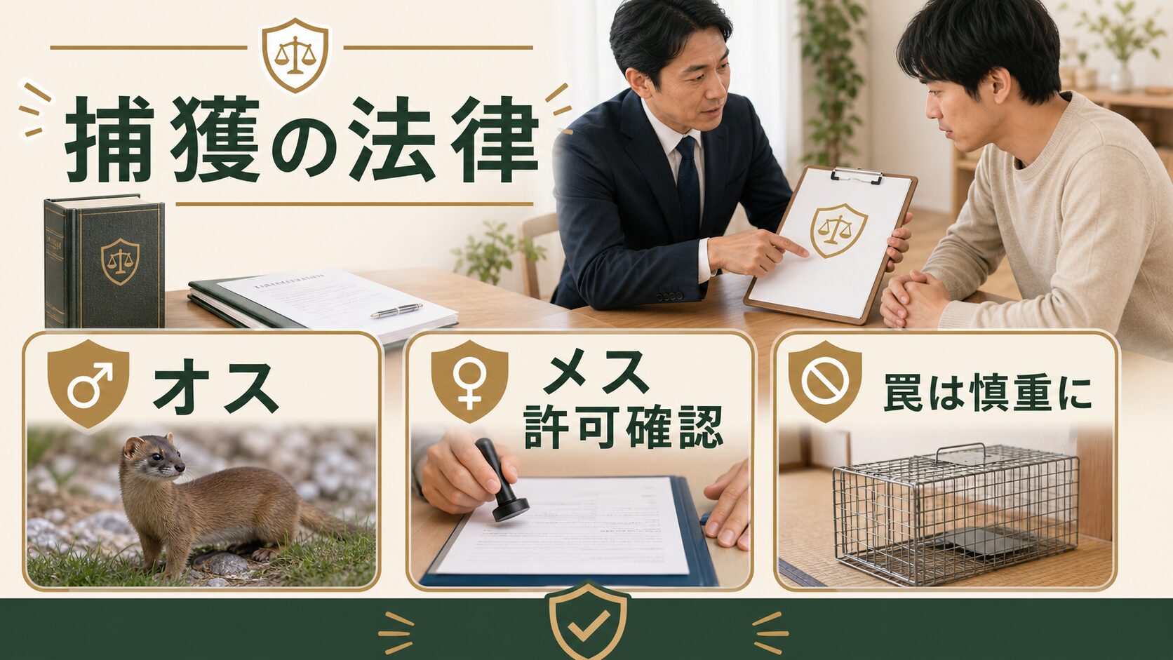 イタチ捕獲の法律確認のイメージ