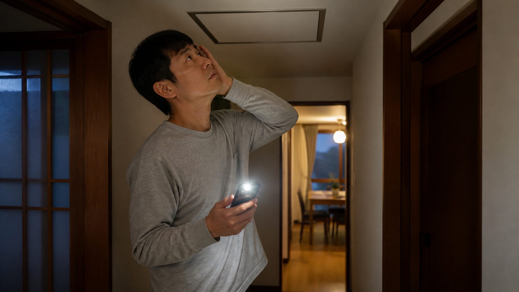物音や臭いで追い出し完了を確認するイメージ
