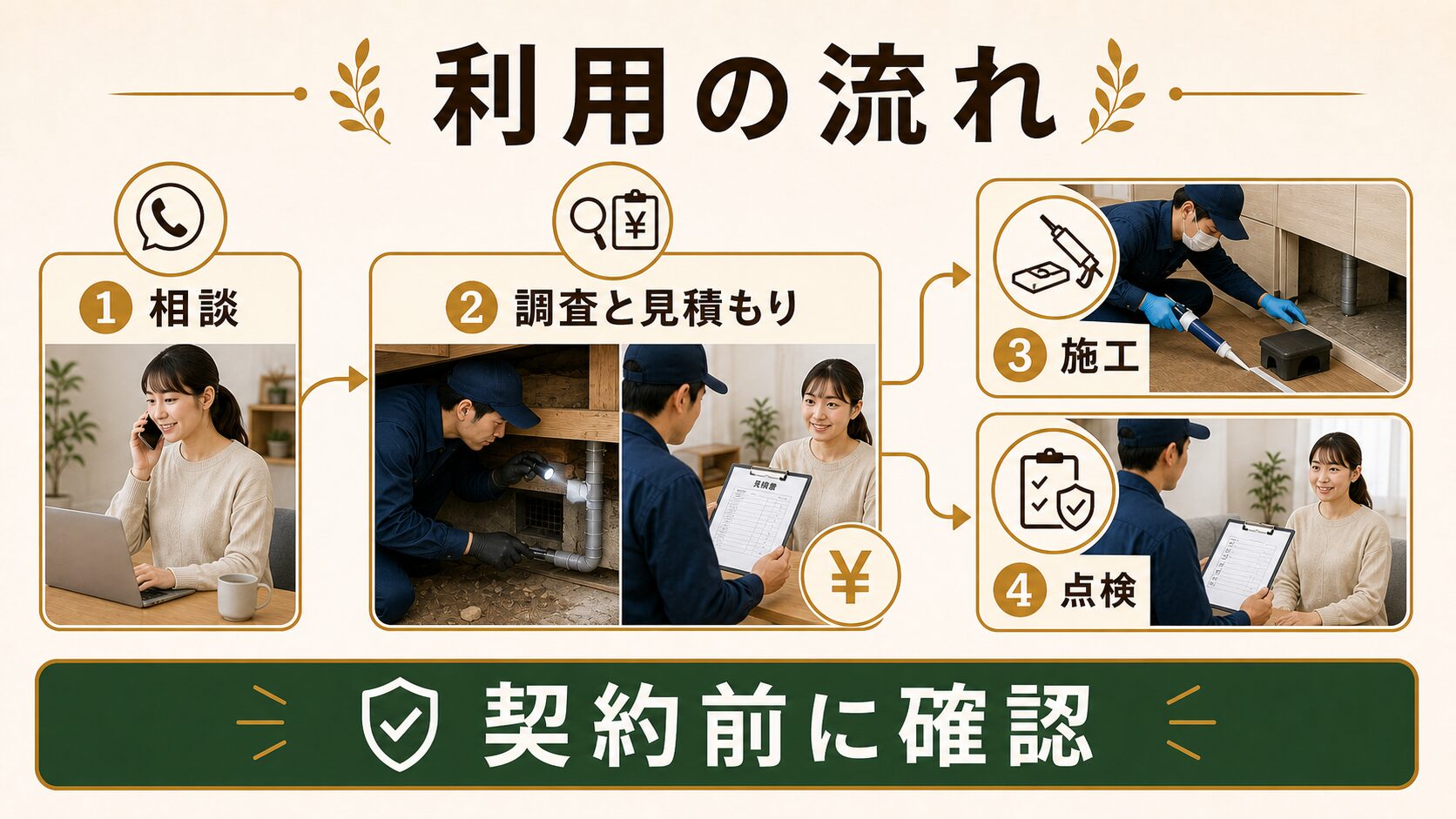 朝日サニターのネズミ駆除・利用の流れのイメージ