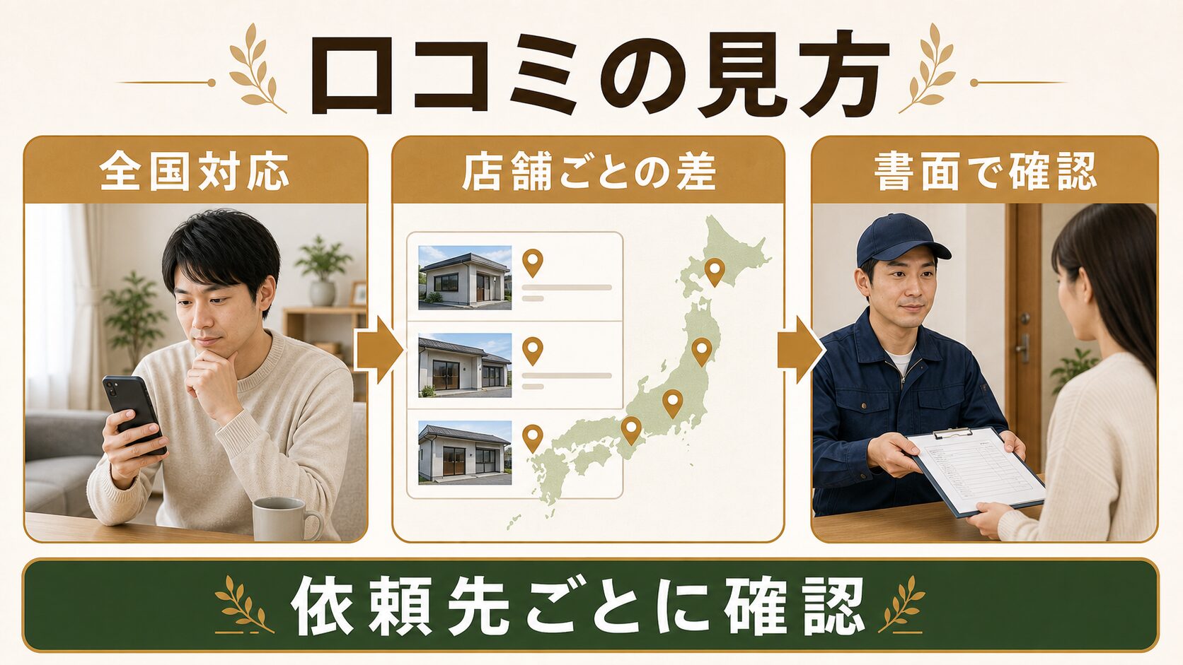口コミ評価を複数サイトで確認｜ねずみ駆除は8件中3件、すべて★5評価のイメージ