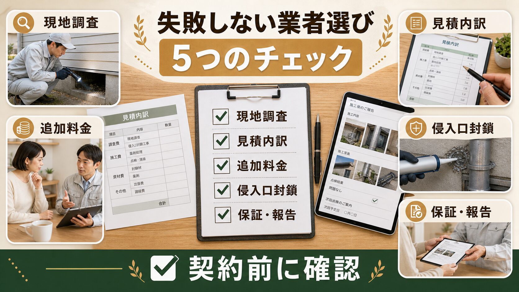 業者選びで後悔しないために。柏市で本当に見るべきチェックポイントのイメージ