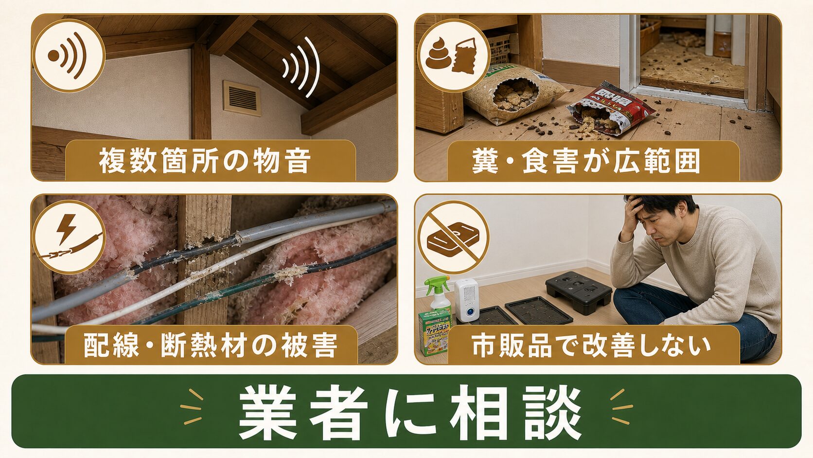 業者に相談すべきサインを示すイメージ