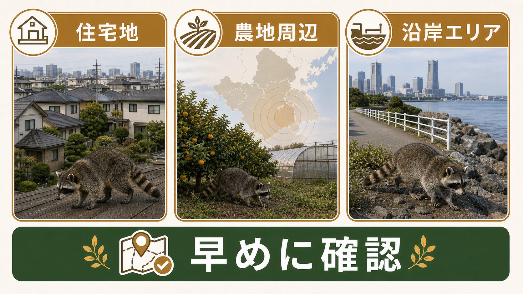 横浜市とアライグマの生息エリアのイメージ