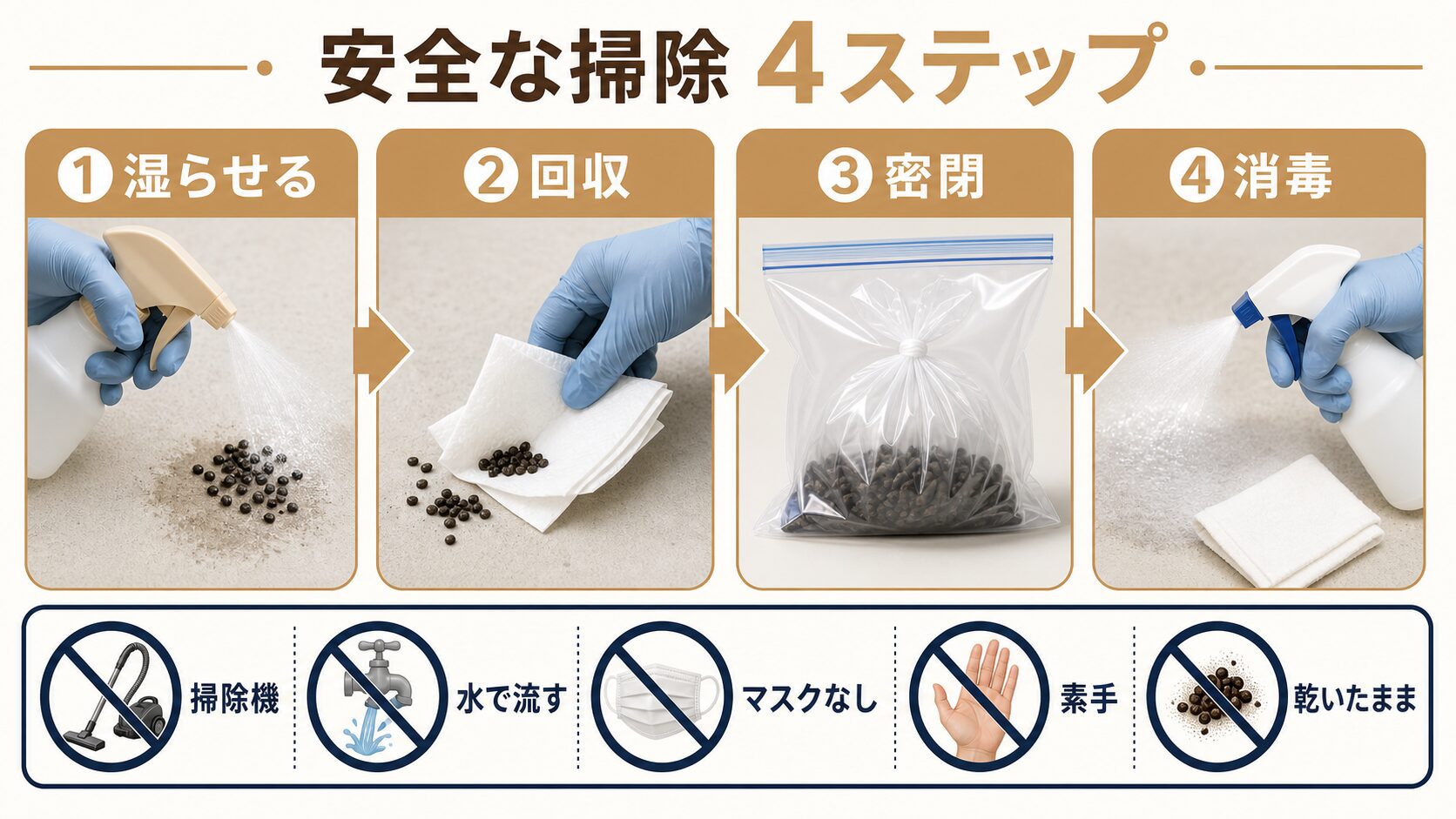 アブラコウモリの糞を安全に掃除・消毒する4ステップと5つのNG行動